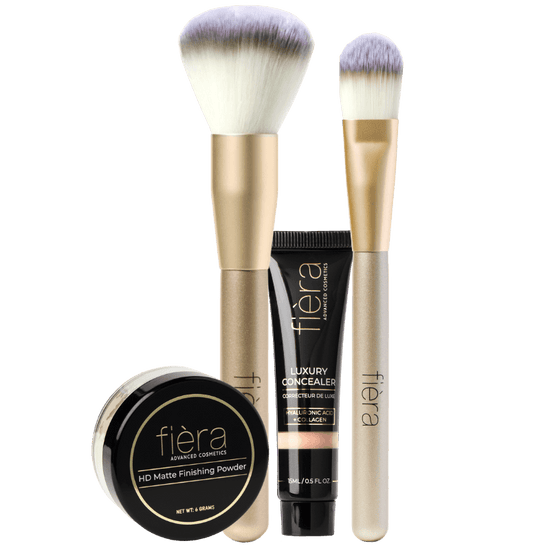 Beauty Basics Set Luxury Concealer, Finishing Powder & Brushes Fièra